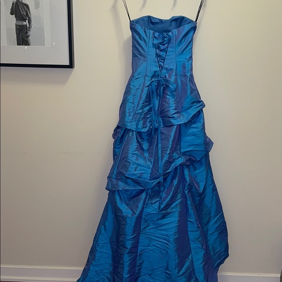 Alfred Angelo Metallic Blue Prom Dress - Picture 4 of 6